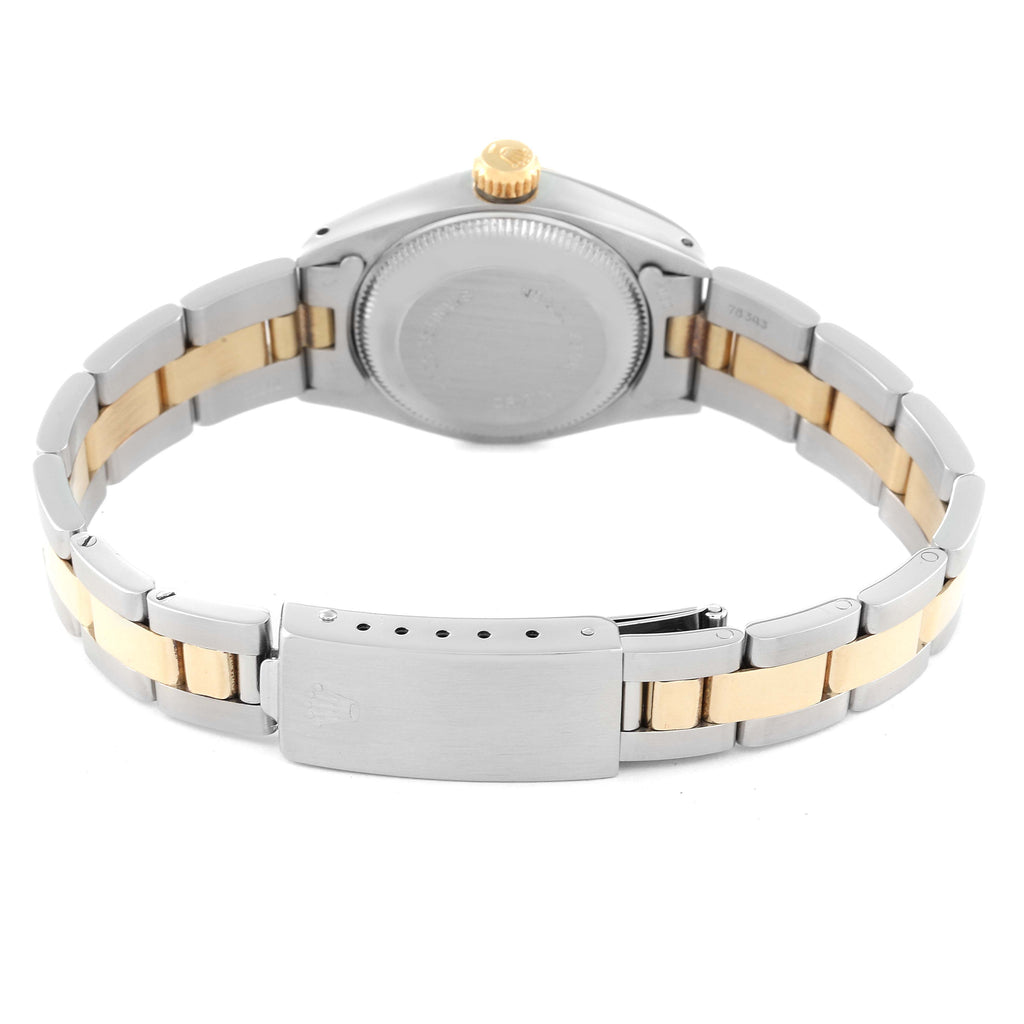 Rolex Date Steel Yellow Gold Smooth Bezel Champagne Dial Ladies Watch 6916