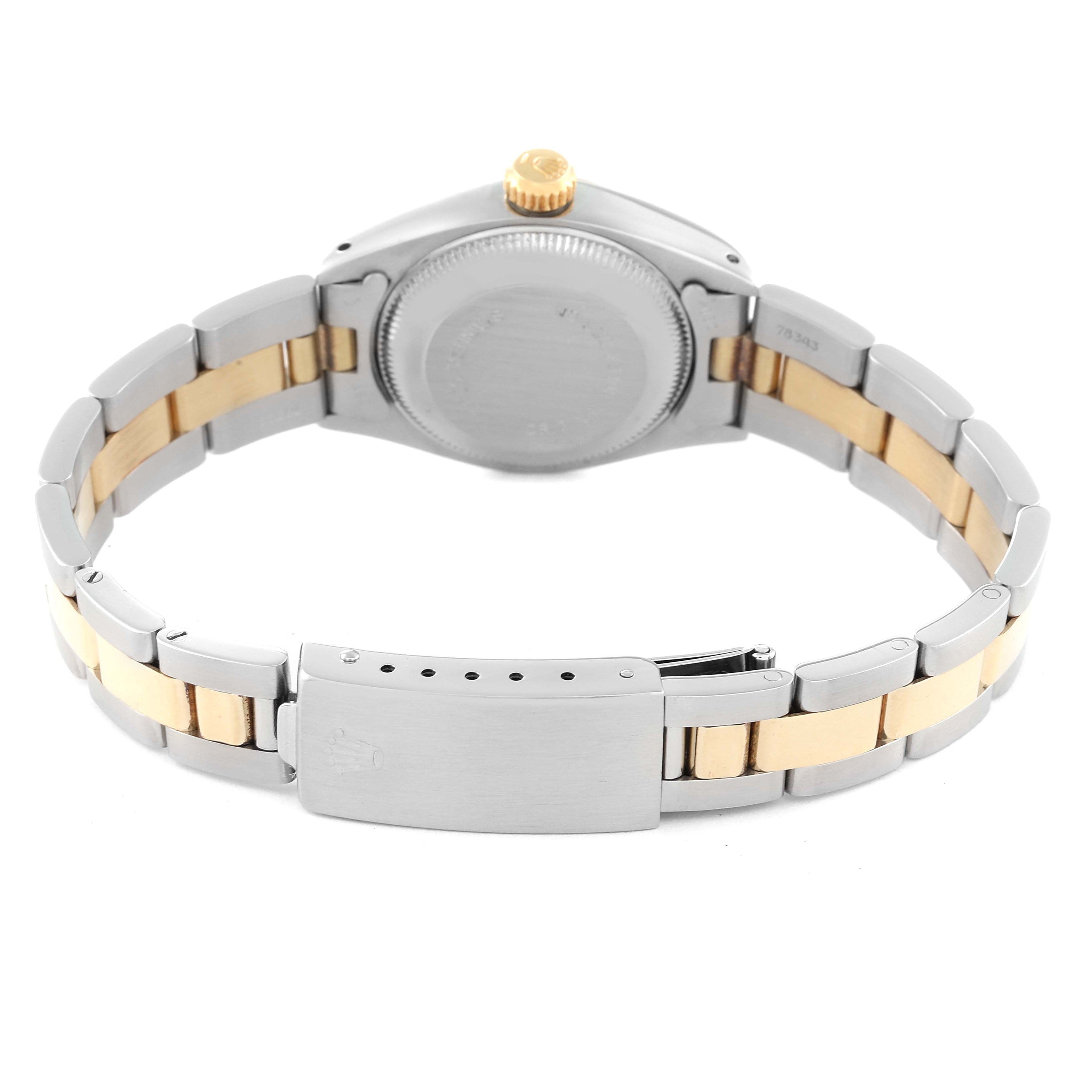 Rolex Date Steel Yellow Gold Smooth Bezel Champagne Dial Ladies Watch 6916