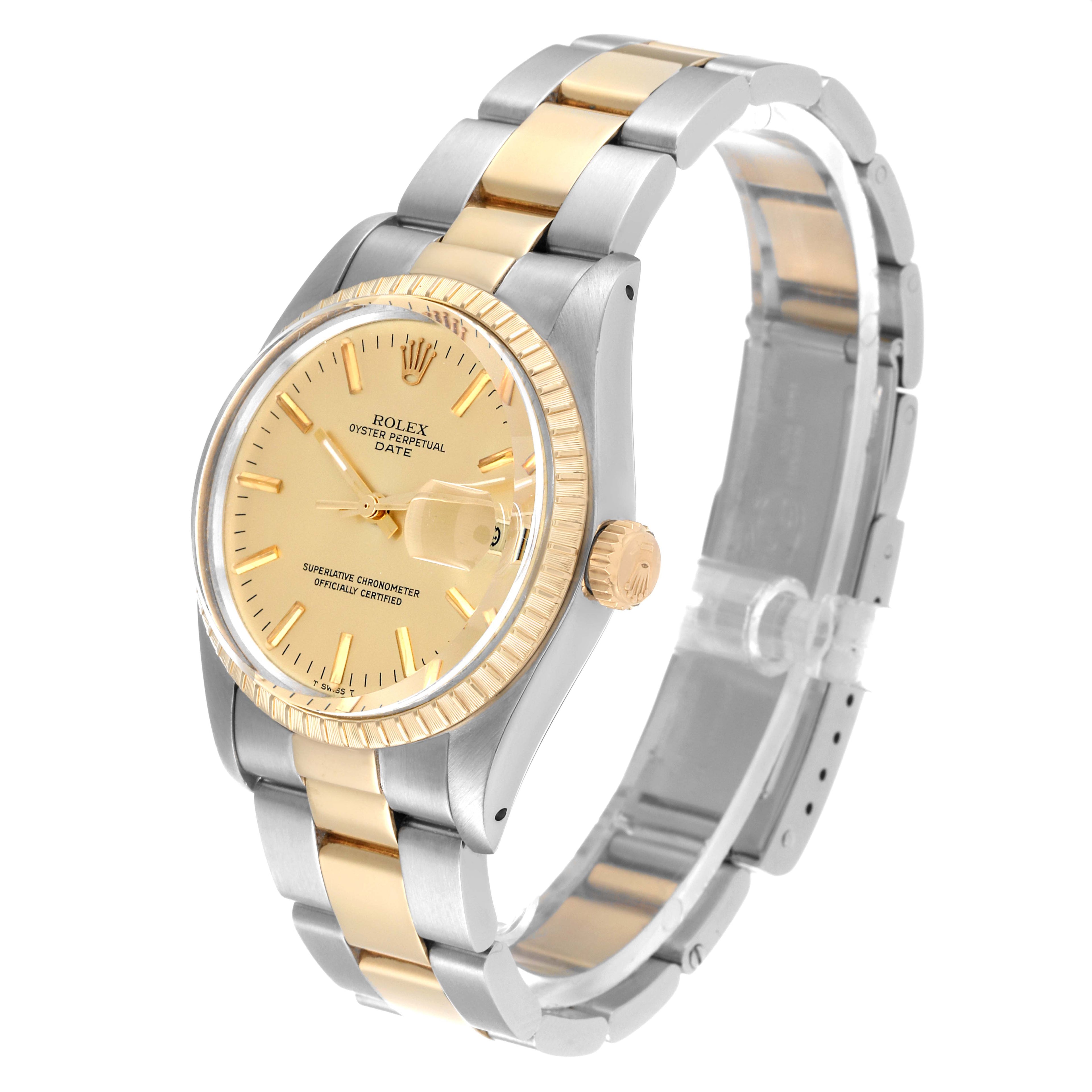 Rolex Date Steel Yellow Gold Vintage Mens Watch 1505 Box Papers