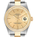 Rolex Date Steel Yellow Gold Vintage Mens Watch 1505 Box Papers