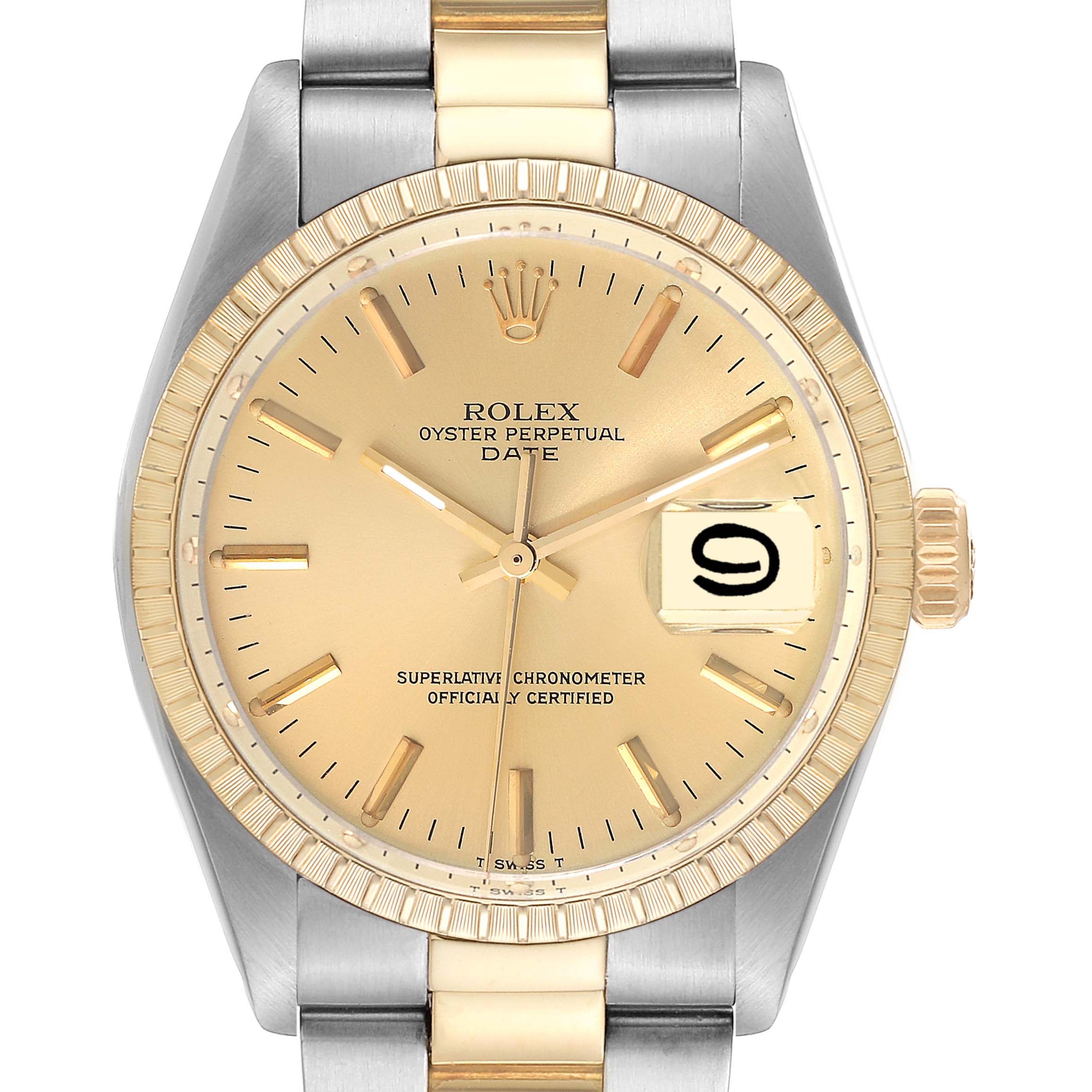 Rolex Date Steel Yellow Gold Vintage Mens Watch 1505 Box Papers