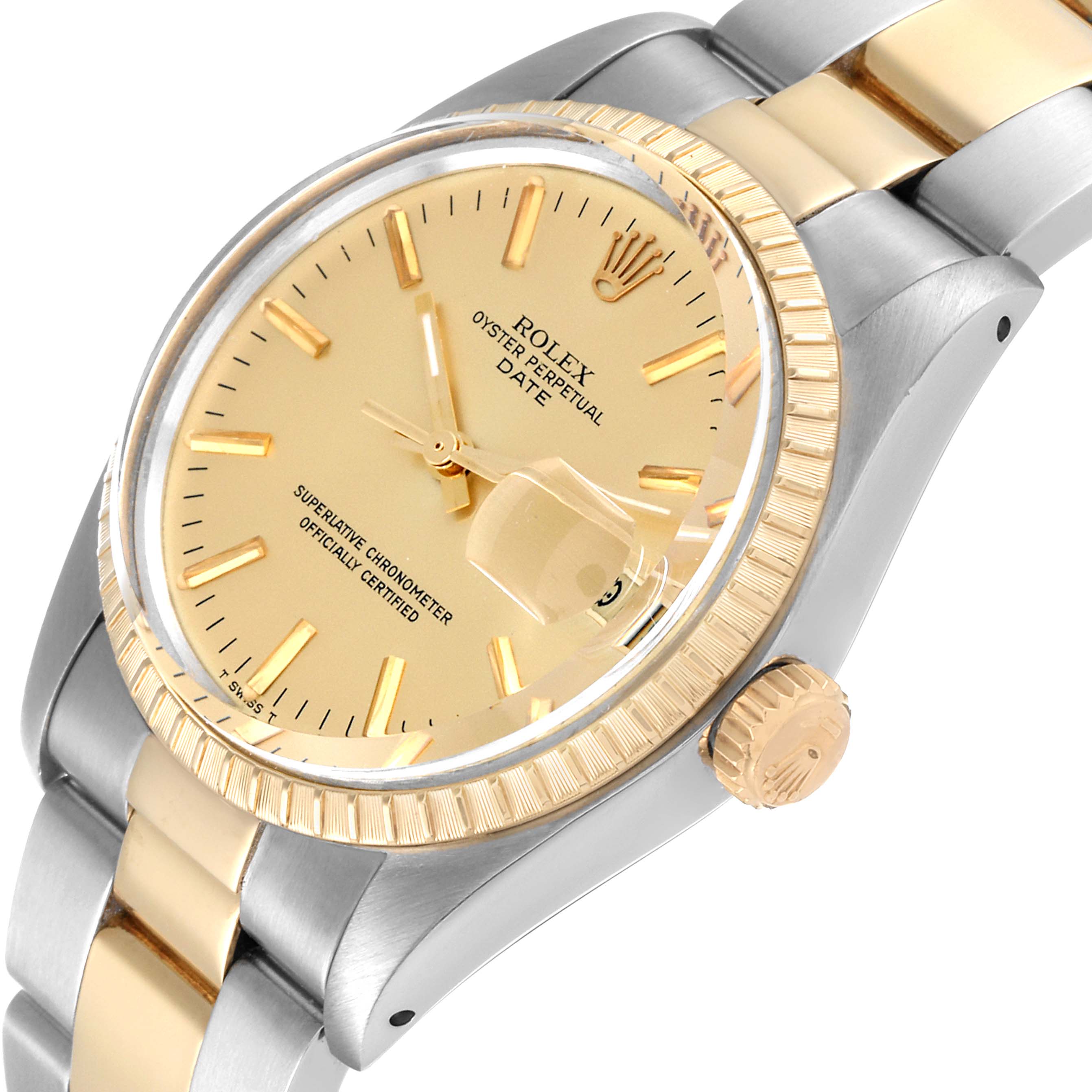 Rolex Date Steel Yellow Gold Vintage Mens Watch 1505 Box Papers