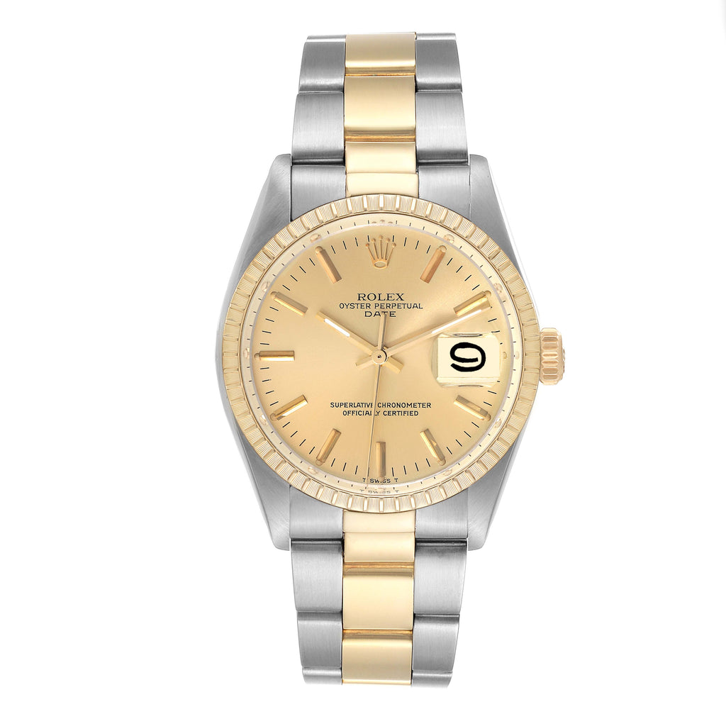Rolex Date Steel Yellow Gold Vintage Mens Watch 1505 Box Papers