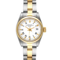 Rolex Date Steel Yellow Gold White Dial Smooth Bezel Ladies Watch 6916