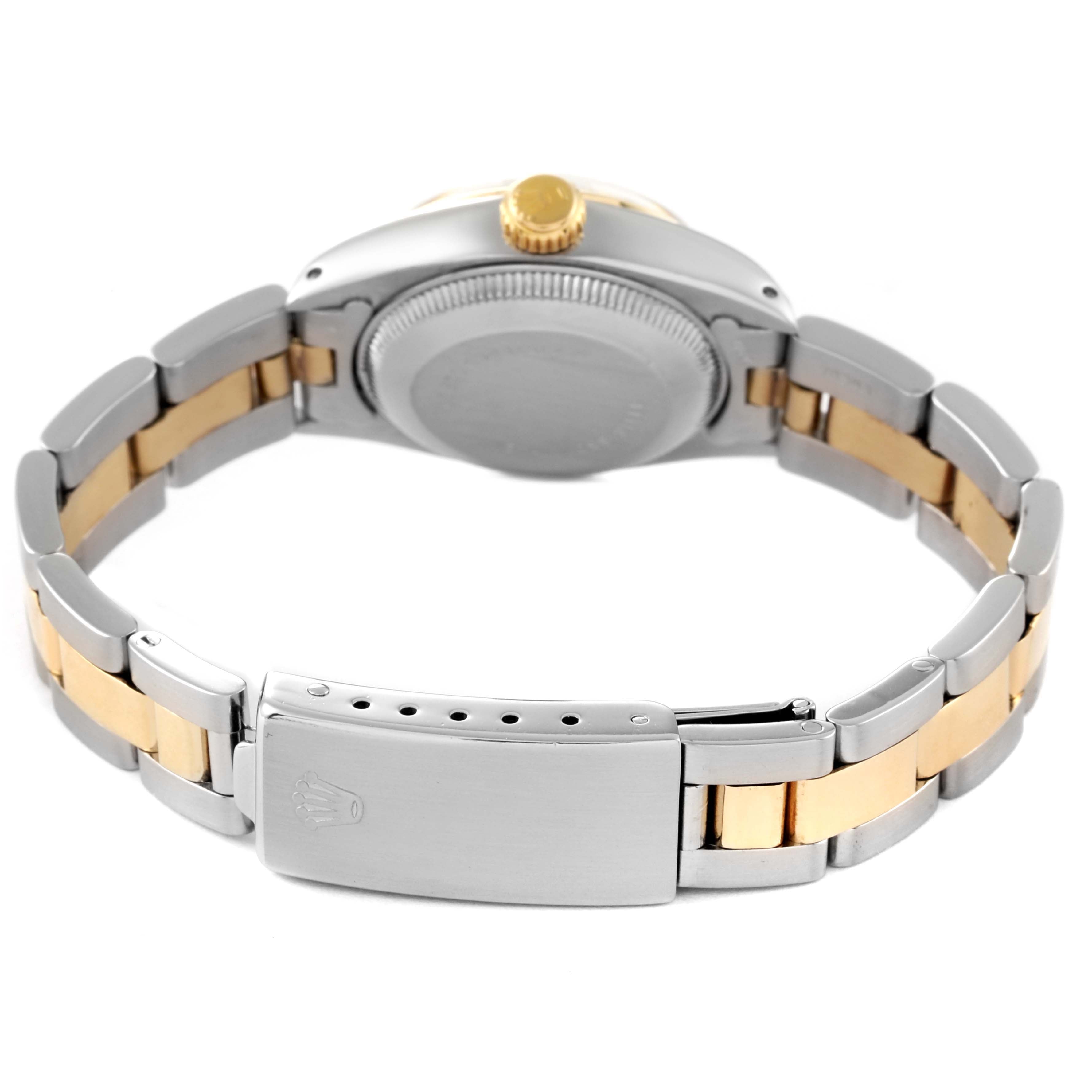 Rolex Date Steel Yellow Gold White Dial Smooth Bezel Ladies Watch 6916