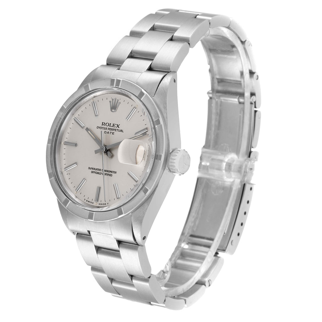 Rolex Date Vintage Silver Baton Dial Stainless Steel Mens Watch 1501