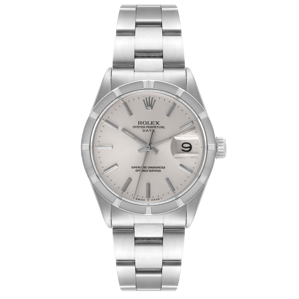 Rolex Date Vintage Silver Baton Dial Stainless Steel Mens Watch 1501