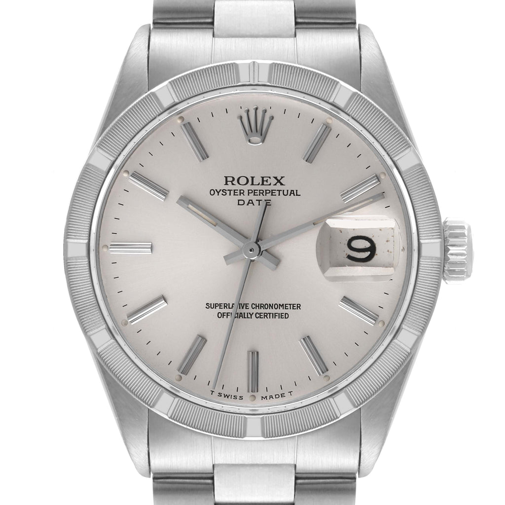 Rolex Date Vintage Silver Baton Dial Stainless Steel Mens Watch 1501