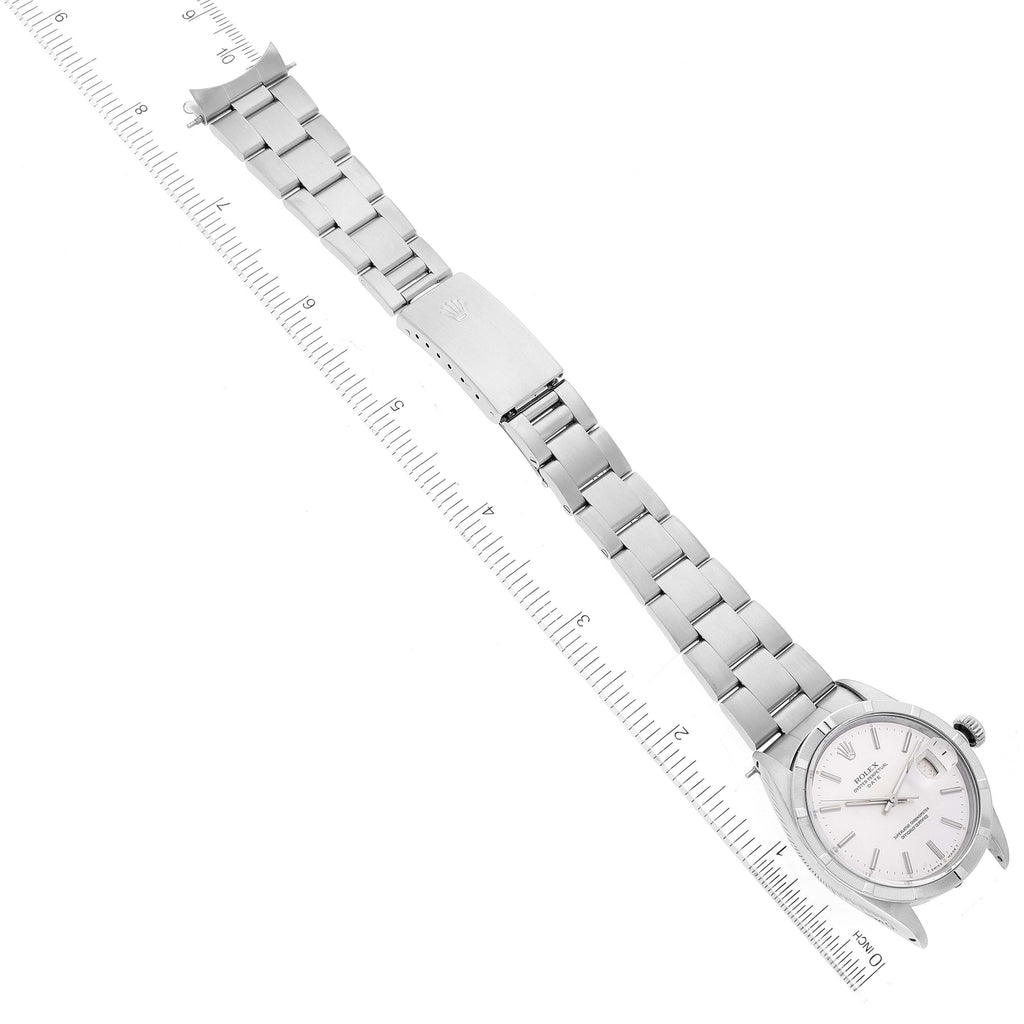 Rolex Date Vintage Silver Baton Dial Stainless Steel Mens Watch 1501