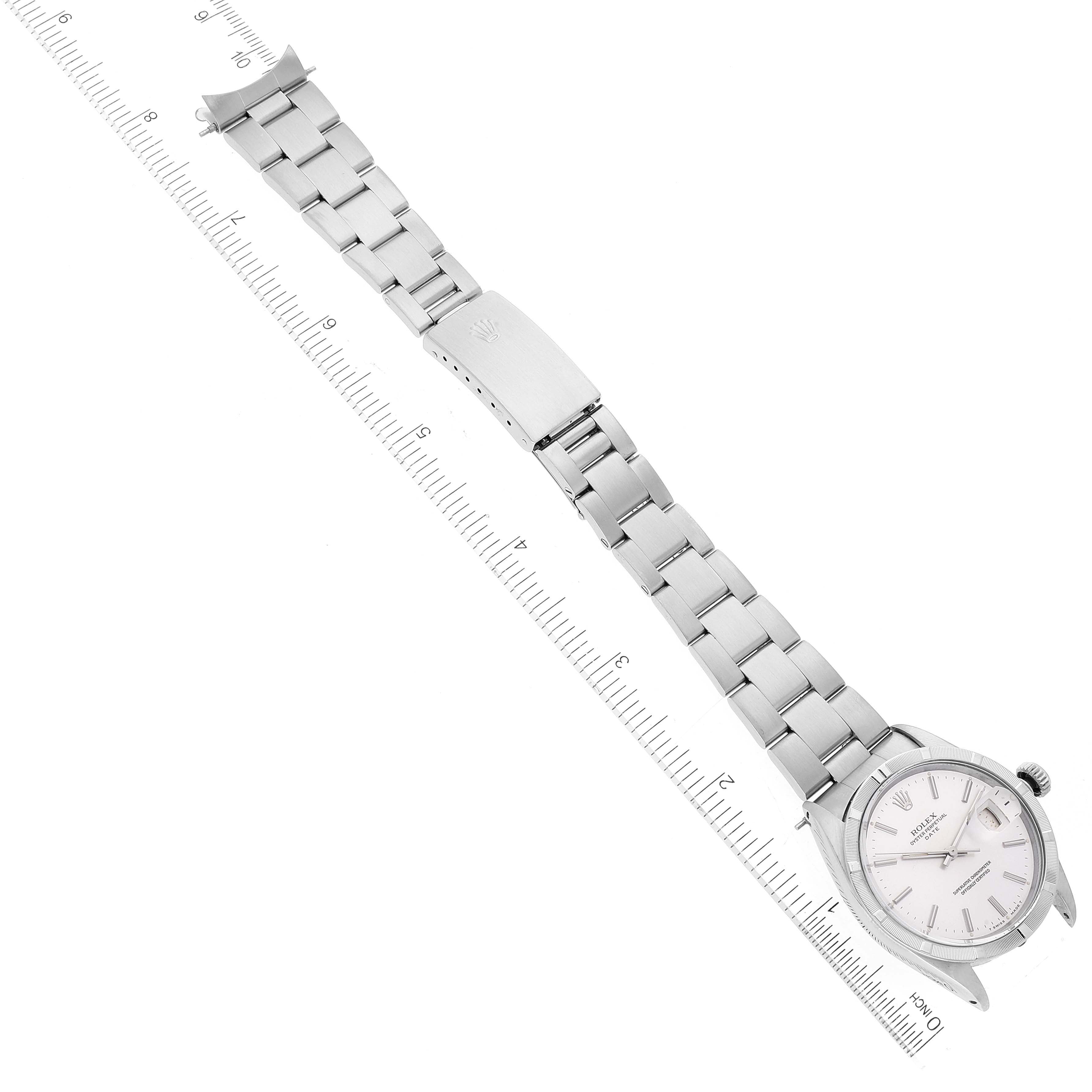 Rolex Date Vintage Silver Baton Dial Stainless Steel Mens Watch 1501