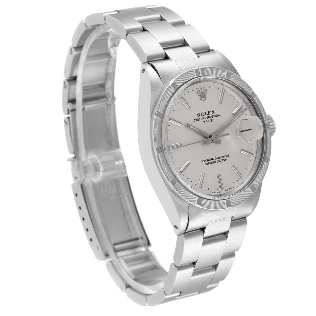 Rolex Date Vintage Silver Baton Dial Stainless Steel Mens Watch 1501