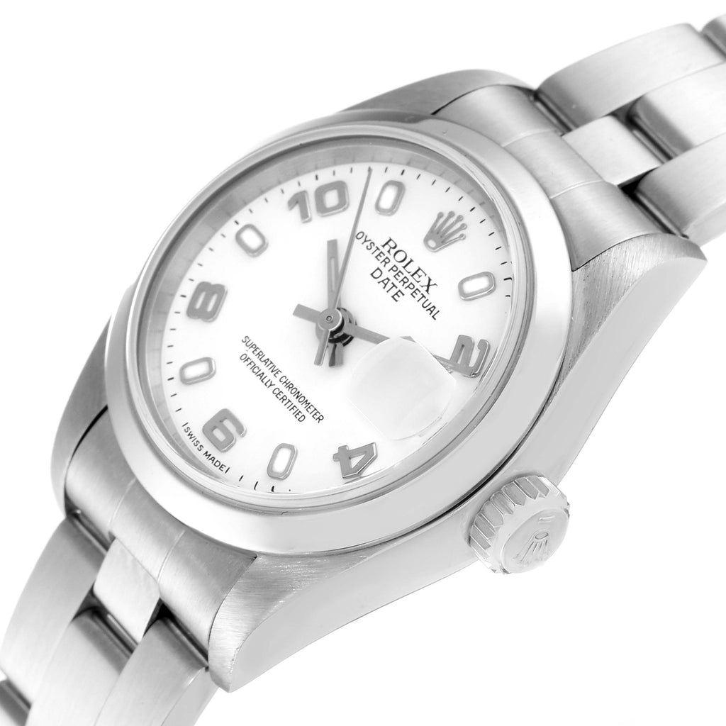 Rolex Date White Dial Oyster Bracelet Steel Ladies Watch 69160 Papers