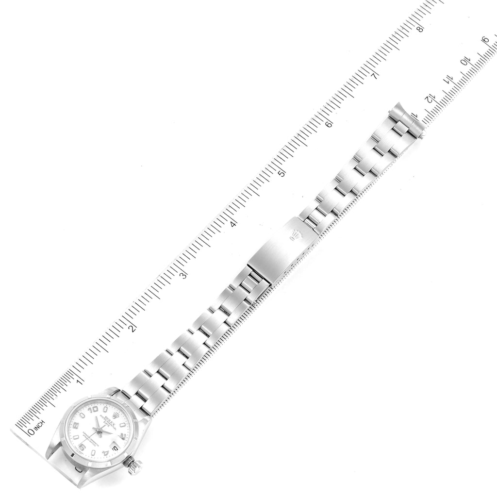 Rolex Date White Dial Oyster Bracelet Steel Ladies Watch 79190 Papers