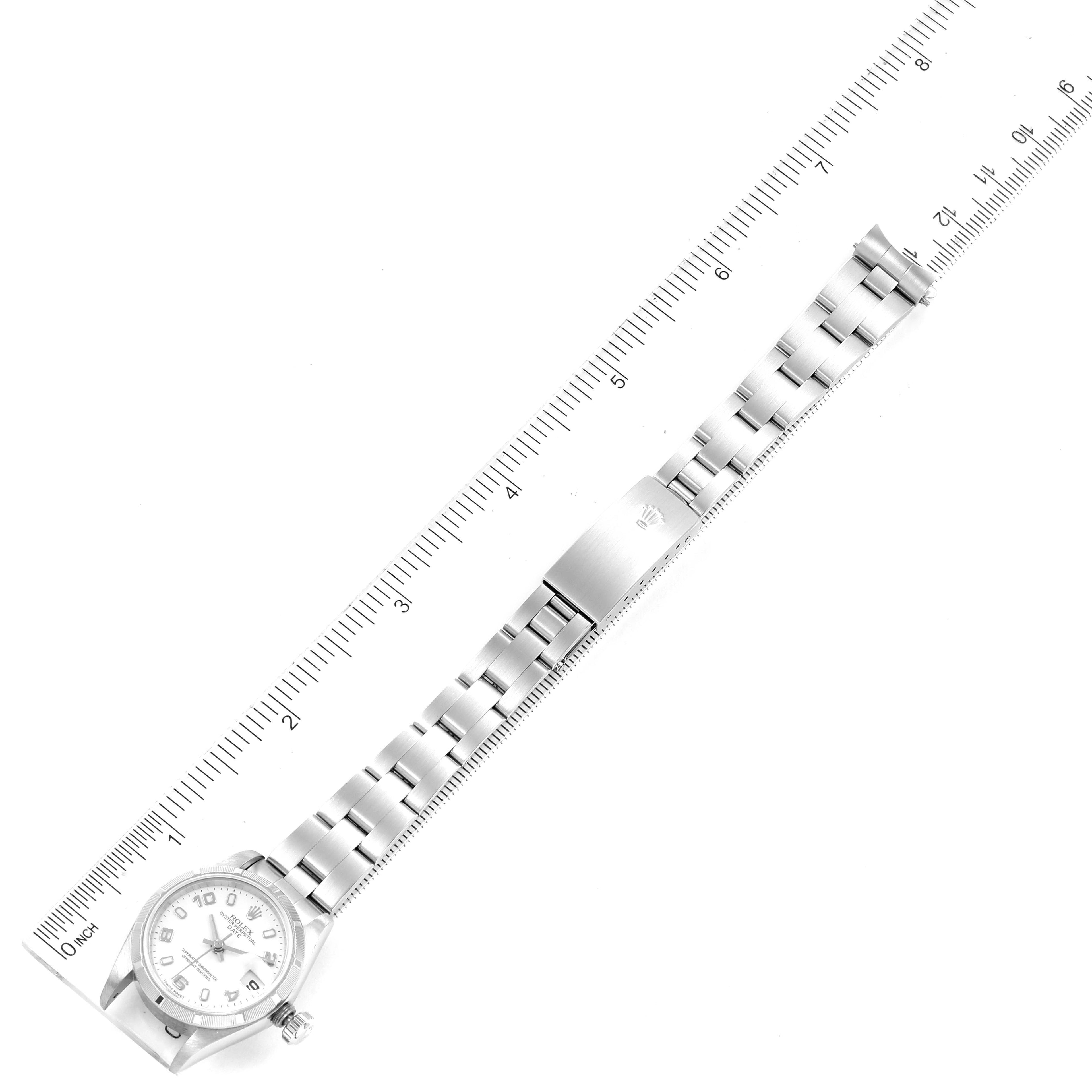 Rolex Date White Dial Oyster Bracelet Steel Ladies Watch 79190 Papers