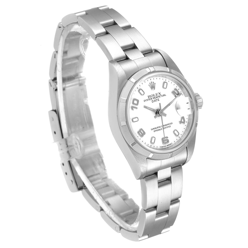 Rolex Date White Dial Oyster Bracelet Steel Ladies Watch 79190 Papers