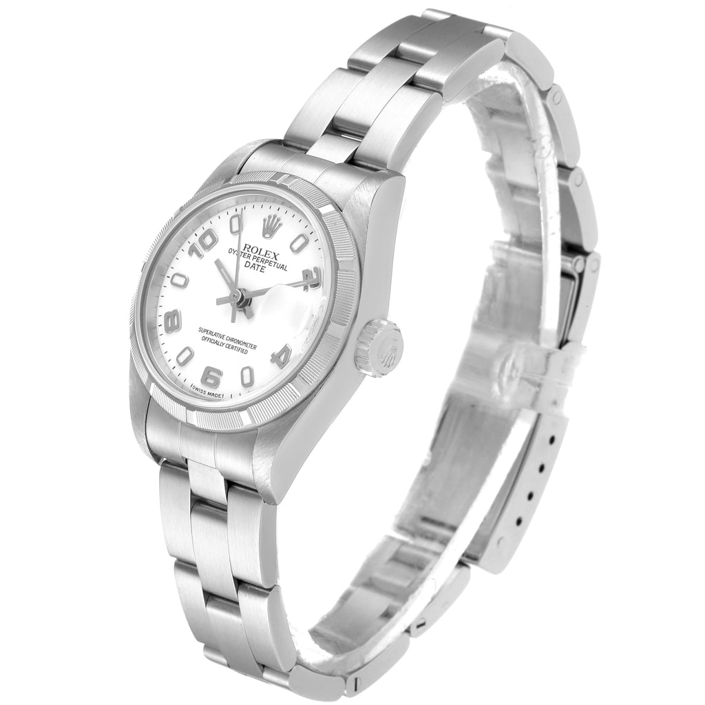 Rolex Date White Dial Oyster Bracelet Steel Ladies Watch 79190 Papers