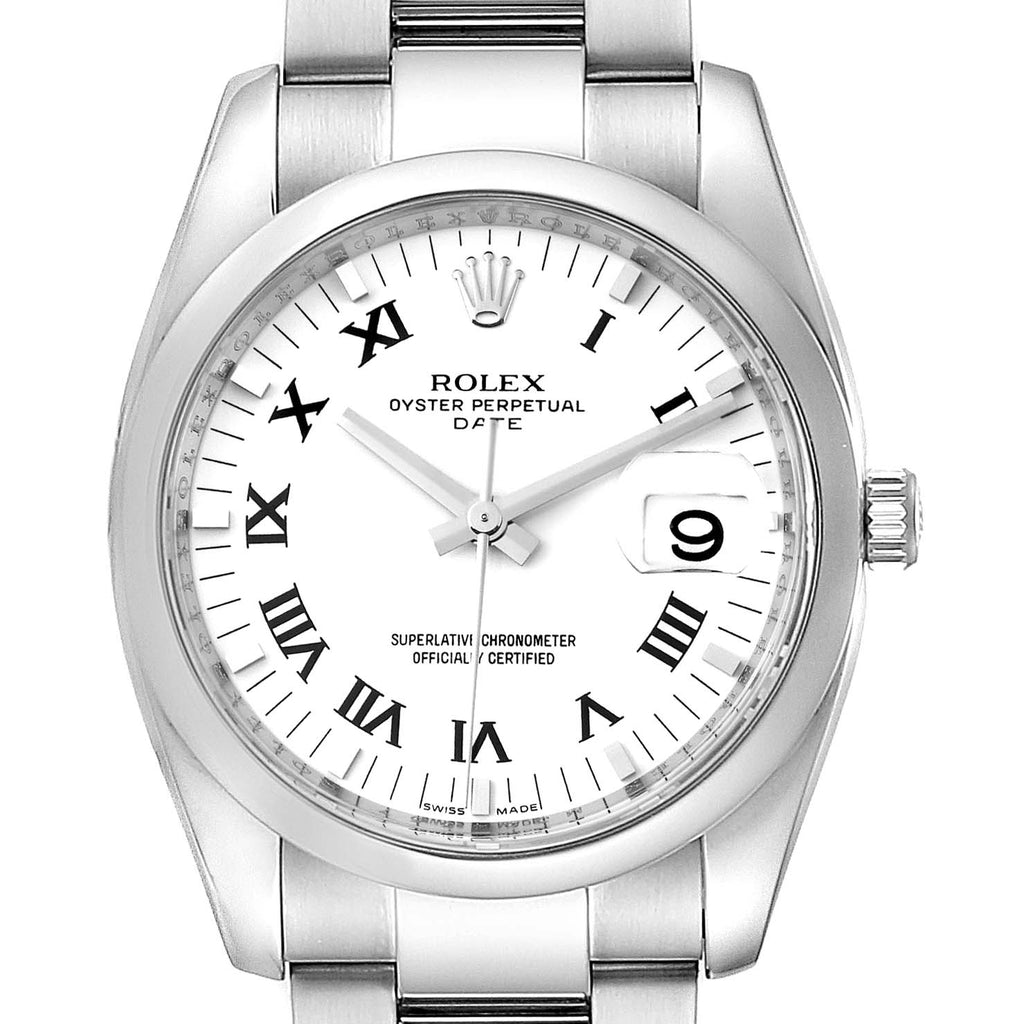 Rolex Date White Dial Oyster Bracelet Steel Mens Watch 115200
