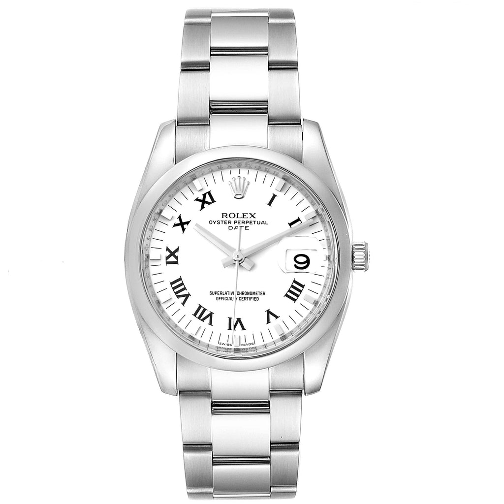 Rolex Date White Dial Oyster Bracelet Steel Mens Watch 115200