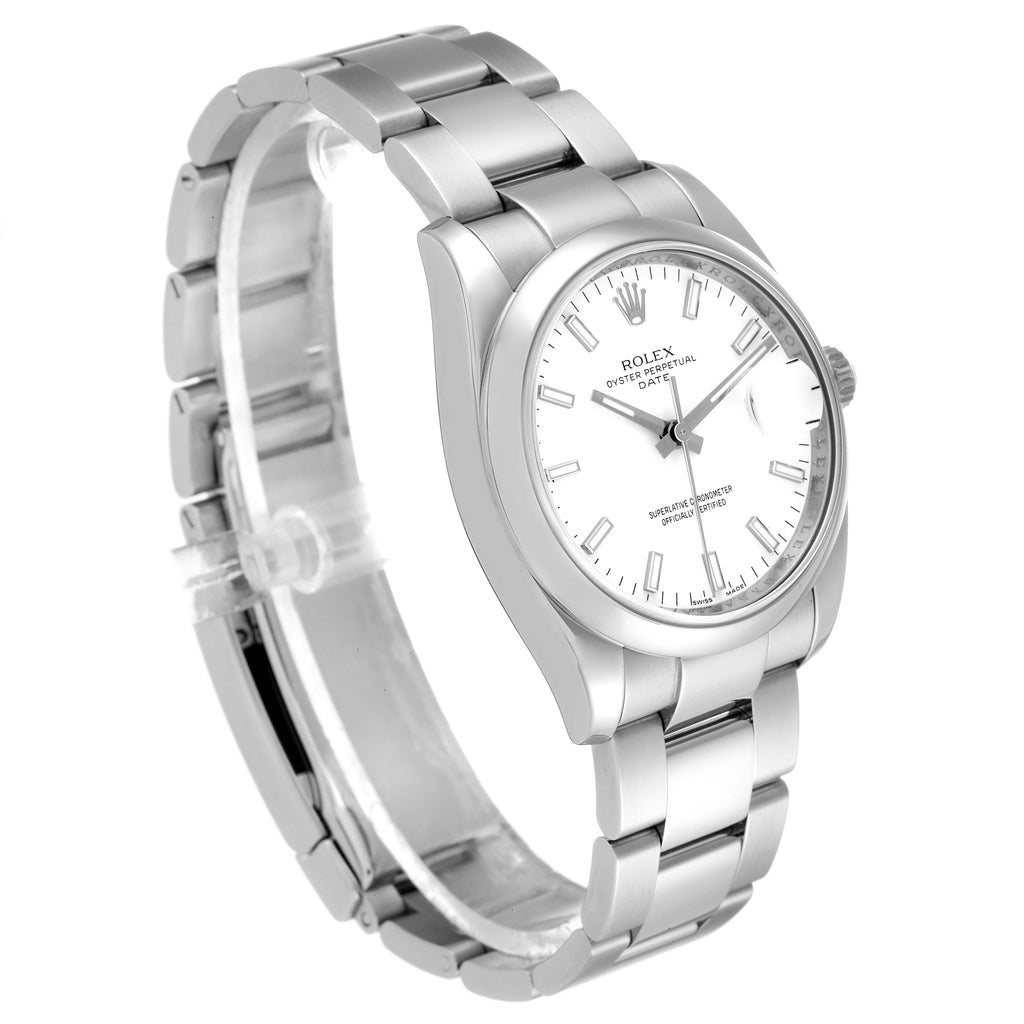 Rolex Date White Dial Oyster Bracelet Steel Mens Watch 115200 Box Card