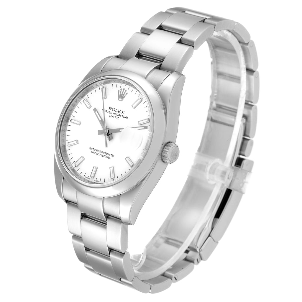 Rolex Date White Dial Oyster Bracelet Steel Mens Watch 115200 Box Card