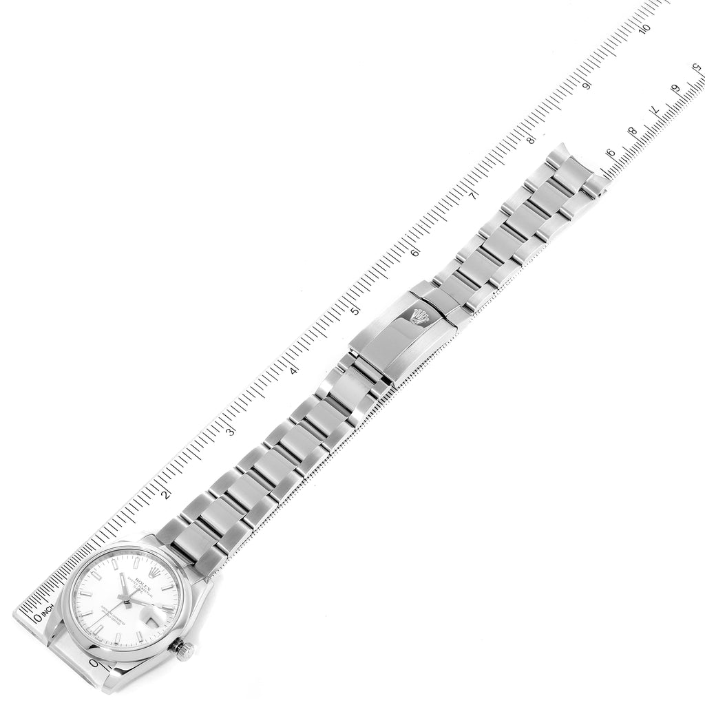 Rolex Date White Dial Oyster Bracelet Steel Mens Watch 115200 Box Card