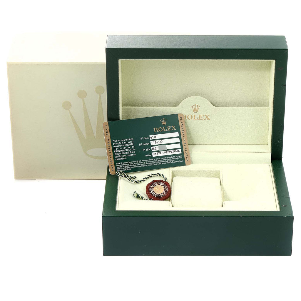 Rolex Date White Dial Oyster Bracelet Steel Mens Watch 115200 Box Card