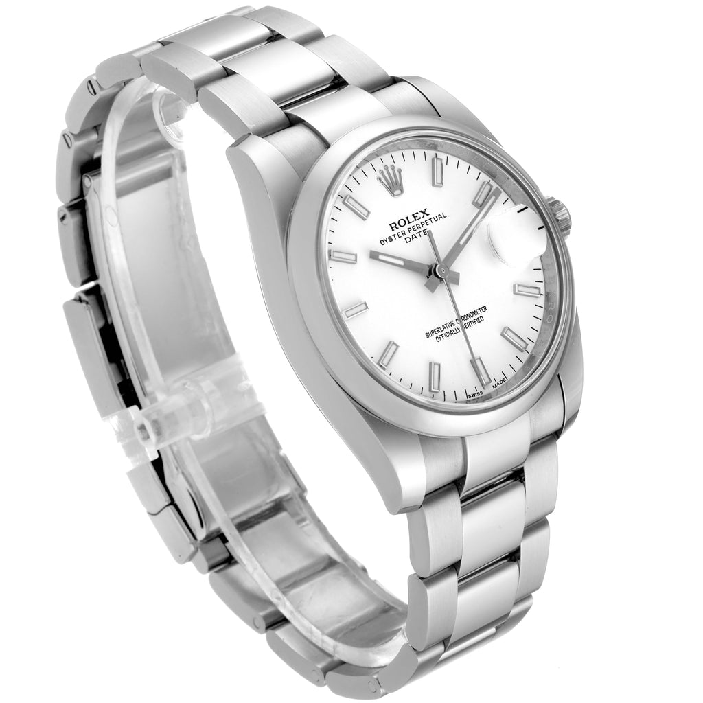 Rolex Date White Dial Oyster Bracelet Steel Mens Watch 115200 Unworn