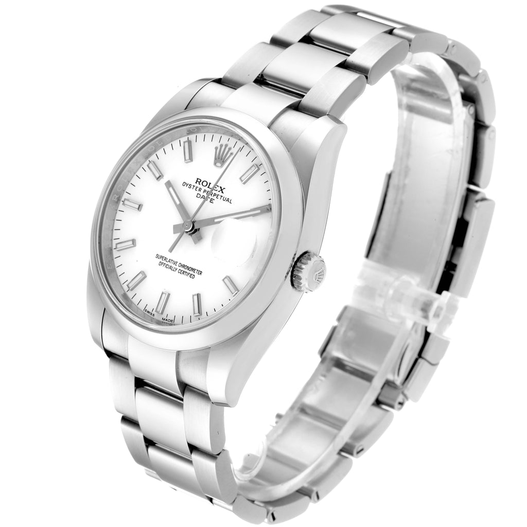 Rolex Date White Dial Oyster Bracelet Steel Mens Watch 115200 Unworn