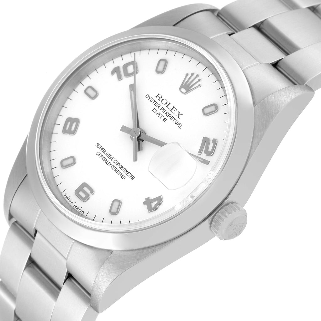 Rolex Date White Dial Oyster Bracelet Steel Mens Watch 15200 Box Papers