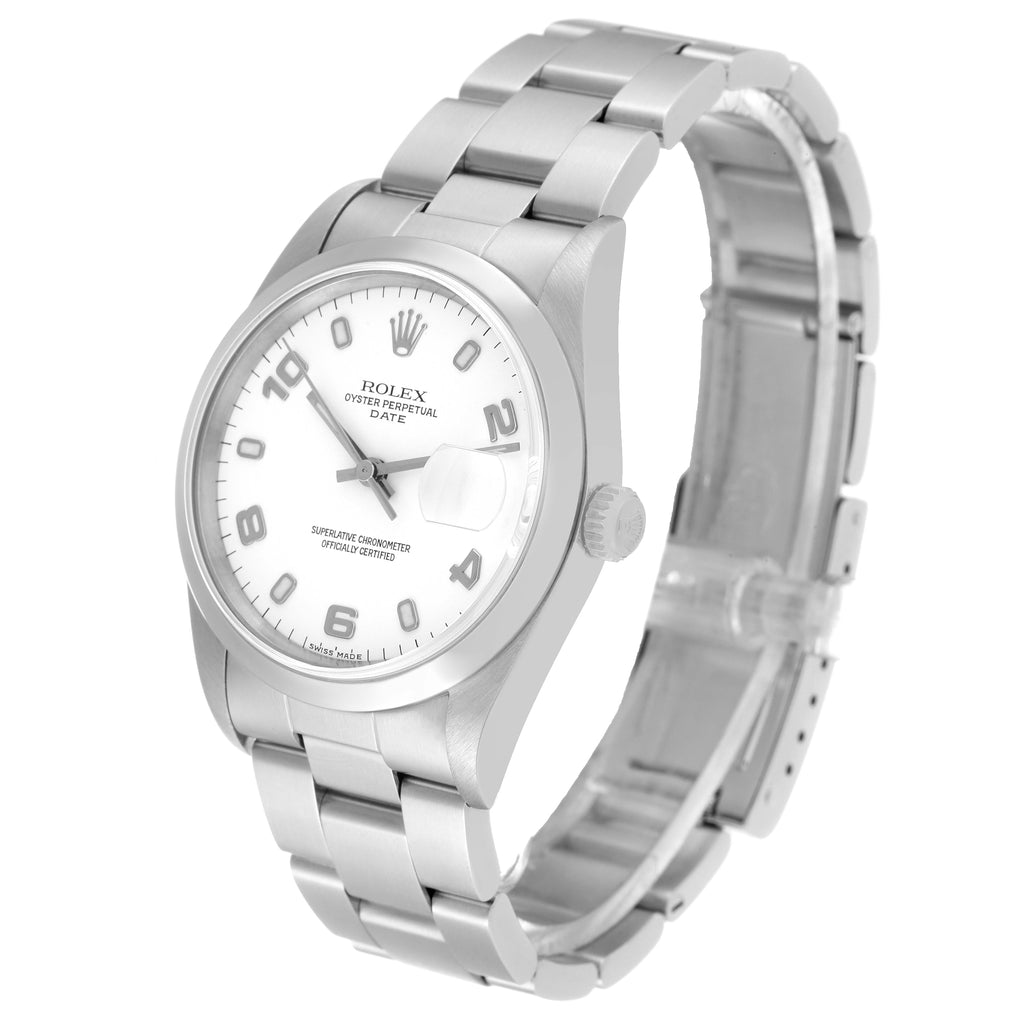 Rolex Date White Dial Oyster Bracelet Steel Mens Watch 15200 Box Papers