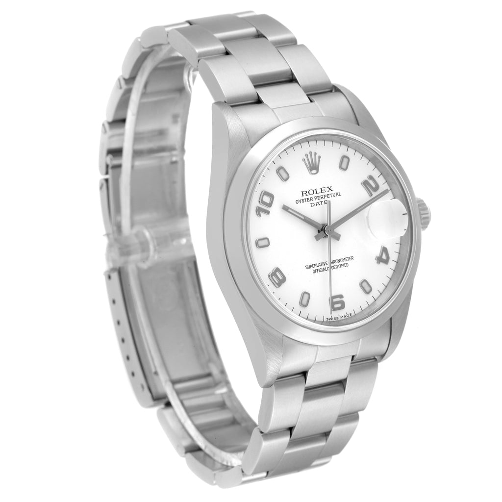 Rolex Date White Dial Oyster Bracelet Steel Mens Watch 15200 Box Papers
