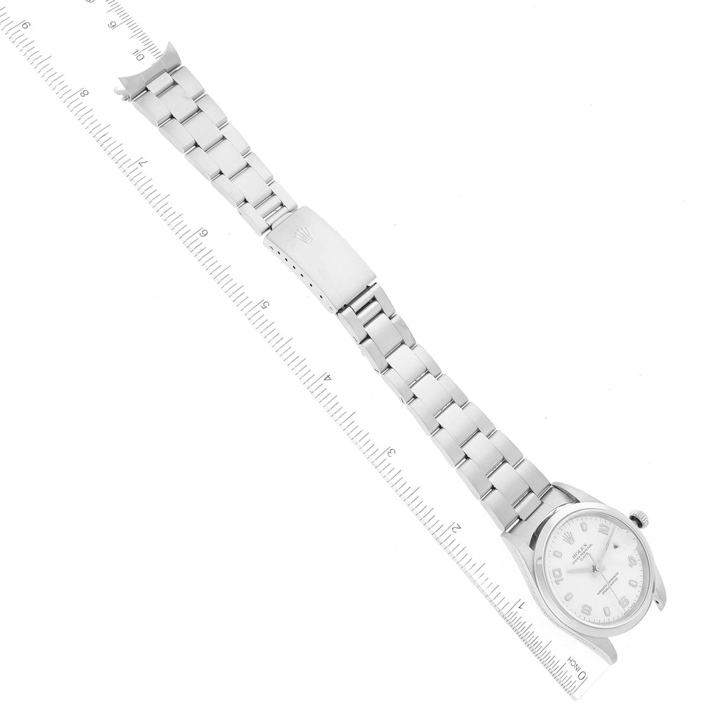 Rolex Date White Dial Smooth Bezel Steel Mens Watch 15200