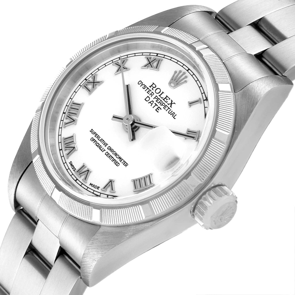 Rolex Date White Roman Dial Oyster Bracelet Steel Ladies Watch 79190