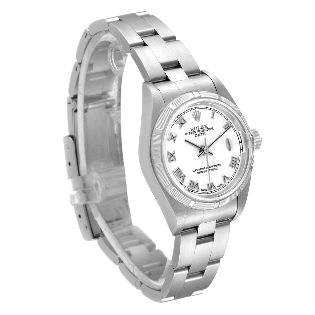 Rolex Date White Roman Dial Oyster Bracelet Steel Ladies Watch 79190
