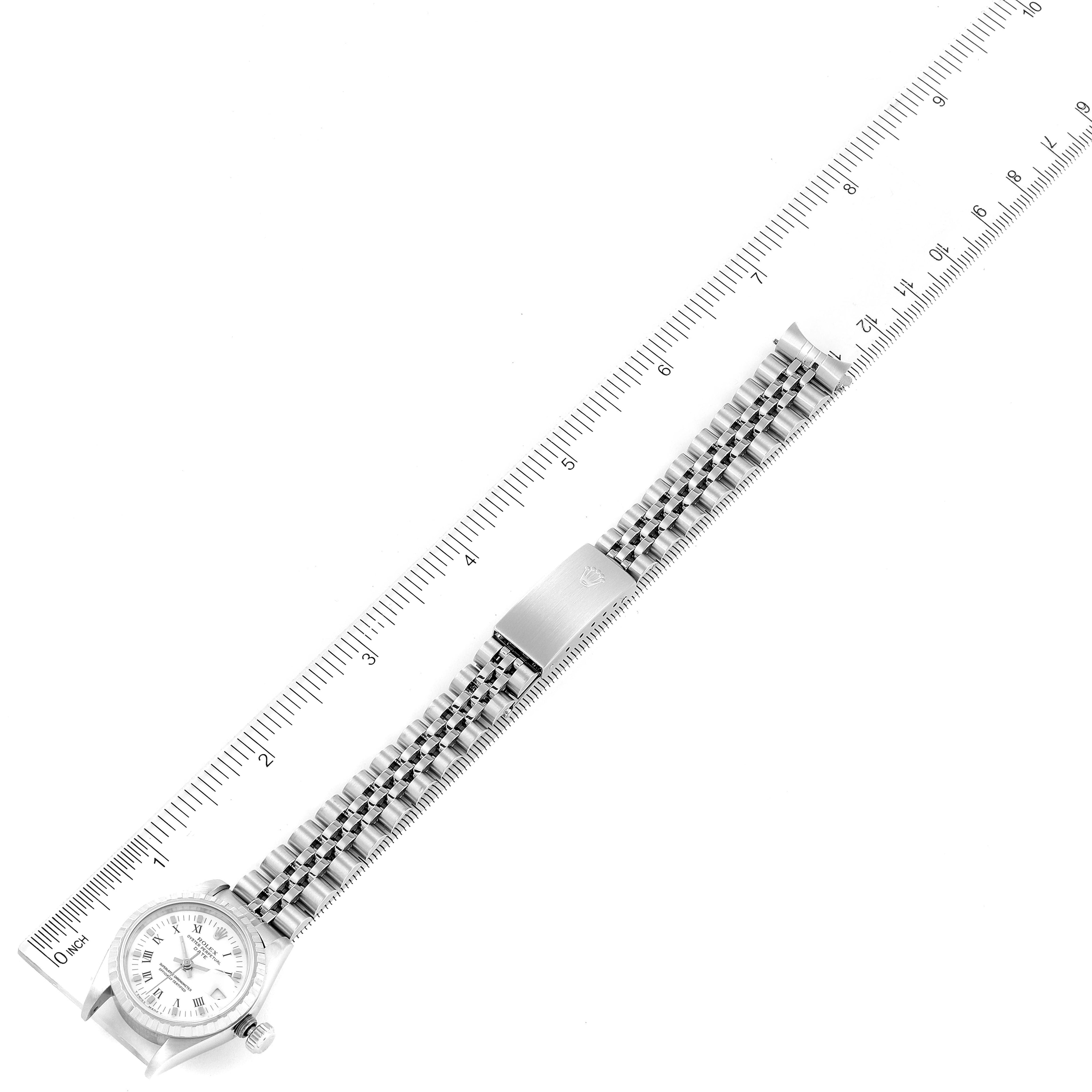 Rolex Date White Roman Dial Steel Ladies Watch 69240