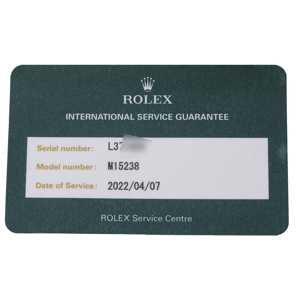 Rolex Date Yellow Gold White Diamond Dial Mens Watch 15238 Box Service Card