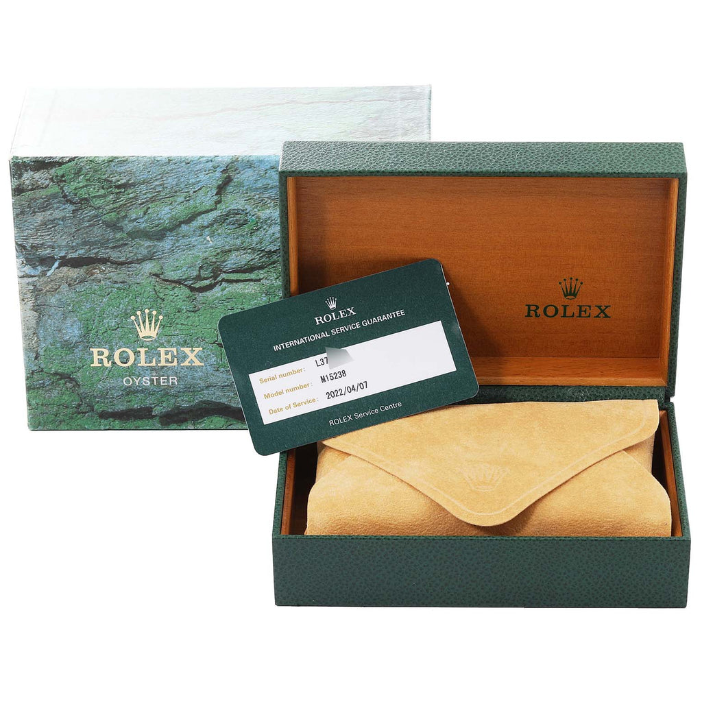 Rolex Date Yellow Gold White Diamond Dial Mens Watch 15238 Box Service Card
