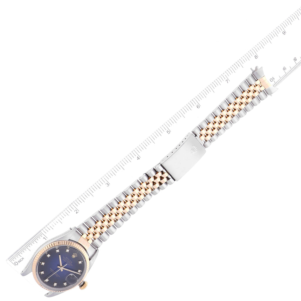 Rolex Datejust 36 Blue Vingette Diamond Dial Vintage Mens Watch 16013
