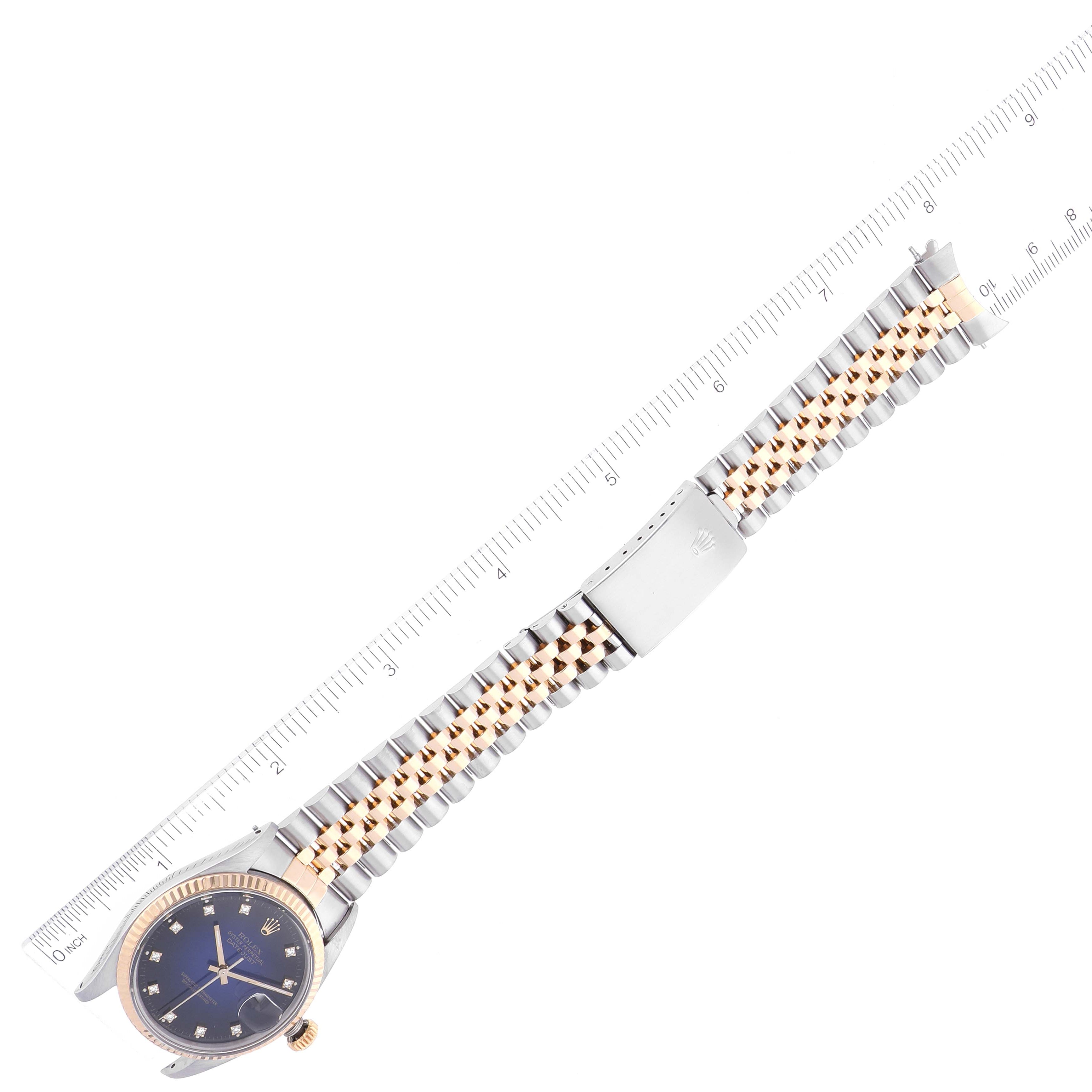 Rolex Datejust 36 Blue Vingette Diamond Dial Vintage Mens Watch 16013