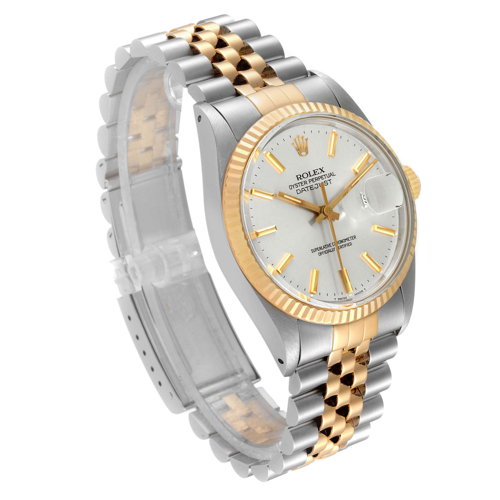 Rolex Datejust 36 Silver Dial Steel Yellow Gold Vintage Mens Watch 16013
