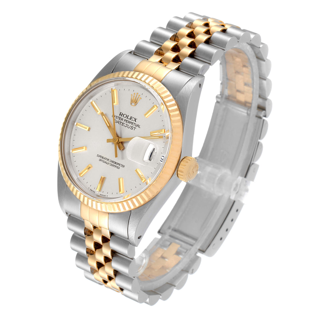 Rolex Datejust 36 Silver Dial Steel Yellow Gold Vintage Mens Watch 16013