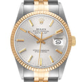 Rolex Datejust 36 Silver Dial Steel Yellow Gold Vintage Mens Watch 16013
