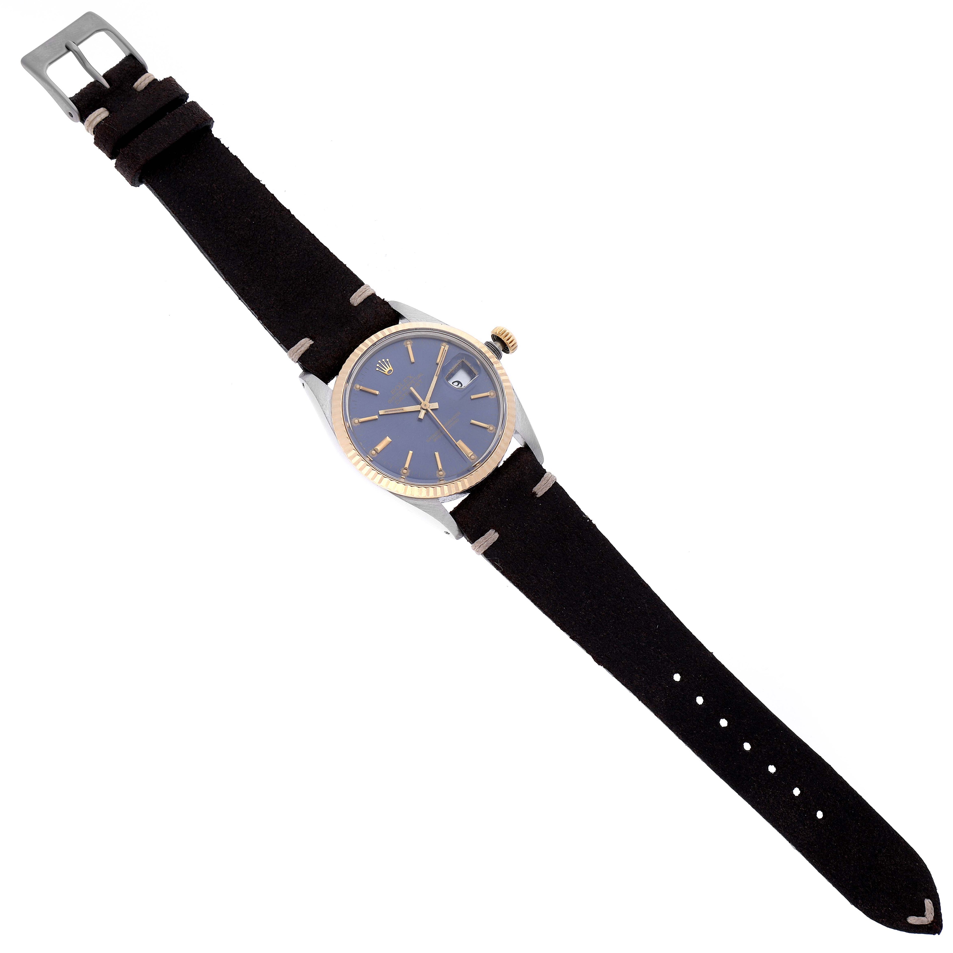 Rolex Datejust 36 Steel Yellow Gold Blue Dial Vintage Mens Watch 16013
