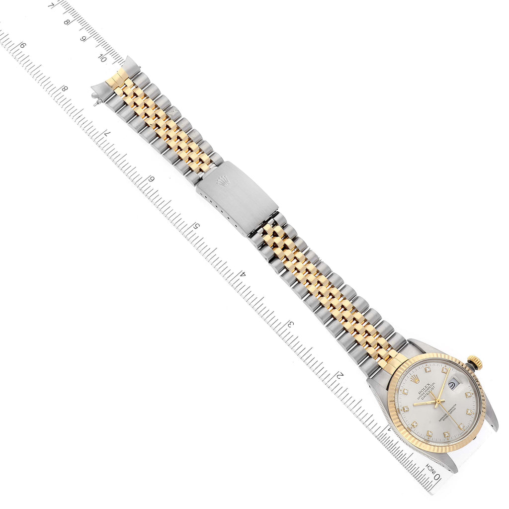 Rolex Datejust 36 Steel Yellow Gold Diamond Dial Vintage Mens Watch 16013