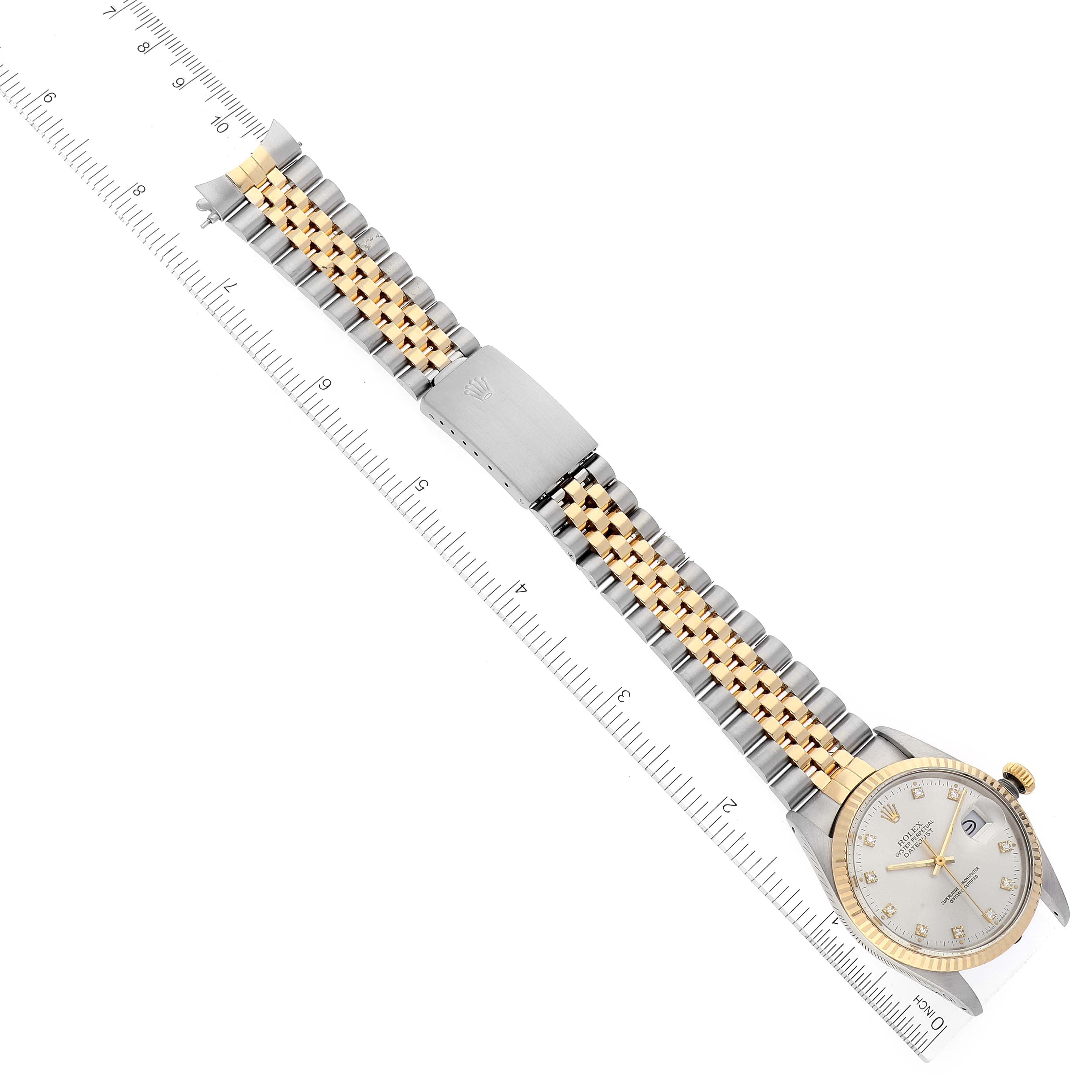 Rolex Datejust 36 Steel Yellow Gold Diamond Dial Vintage Mens Watch 16013