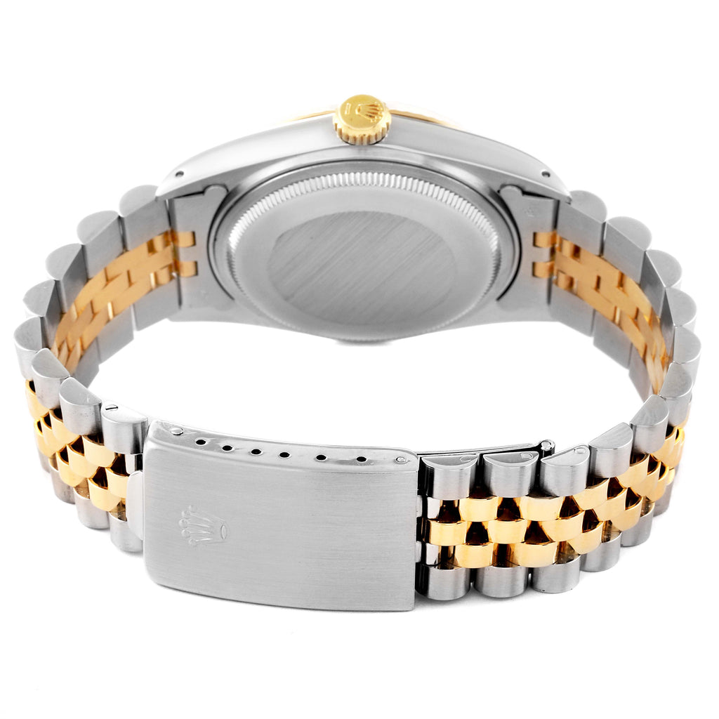 Rolex Datejust 36 Steel Yellow Gold Diamond Dial Vintage Mens Watch 16013