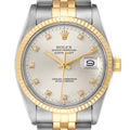 Rolex Datejust 36 Steel Yellow Gold Diamond Dial Vintage Mens Watch 16013