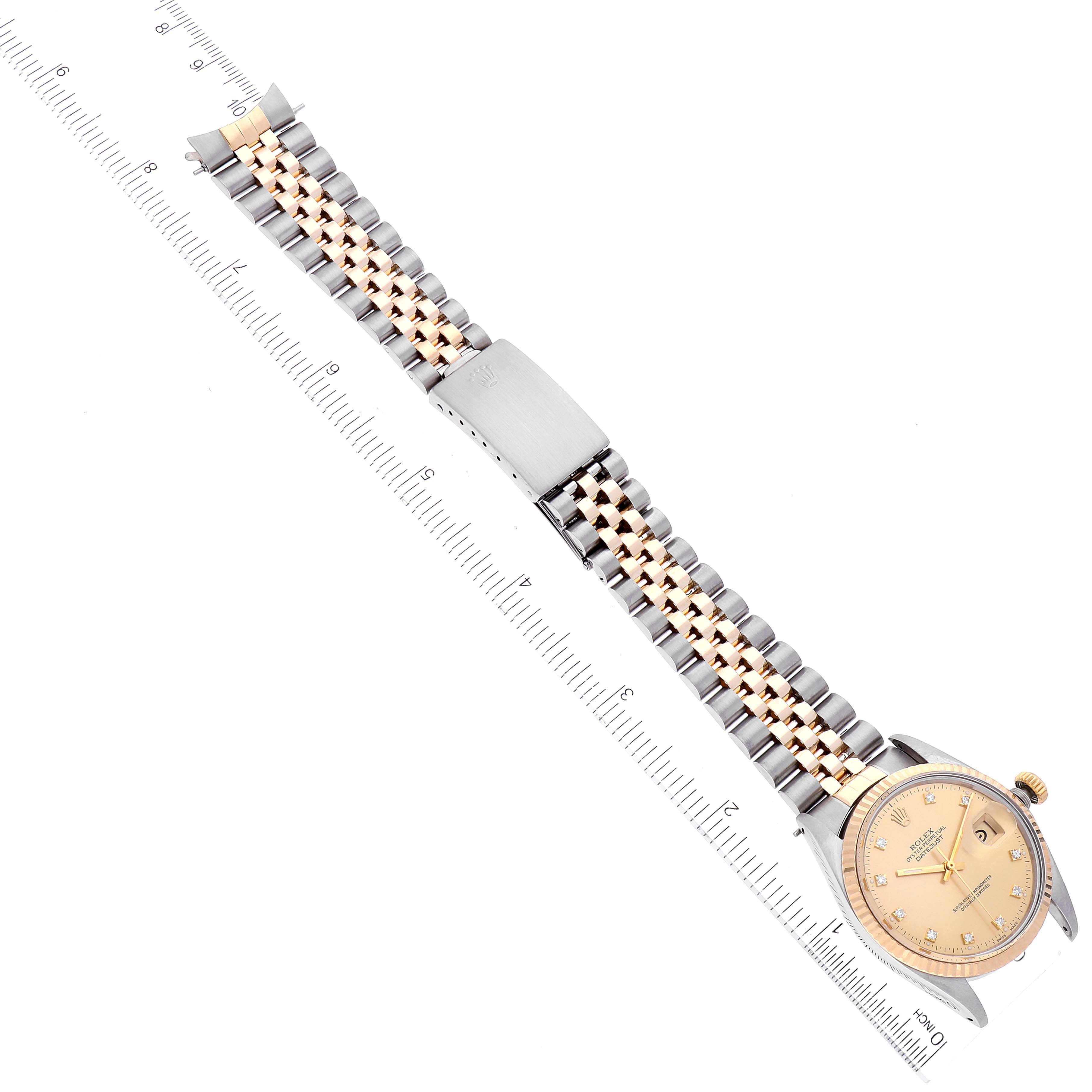 Rolex Datejust 36 Steel Yellow Gold Diamond Vintage Mens Watch 16013