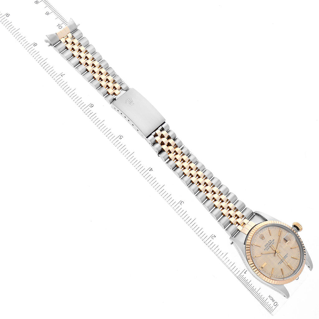 Rolex Datejust 36 Steel Yellow Gold Linen Dial Vintage Watch 16013 Box Papers