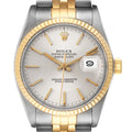 Rolex Datejust 36 Steel Yellow Gold Silver Dial Vintage Mens Watch 16013